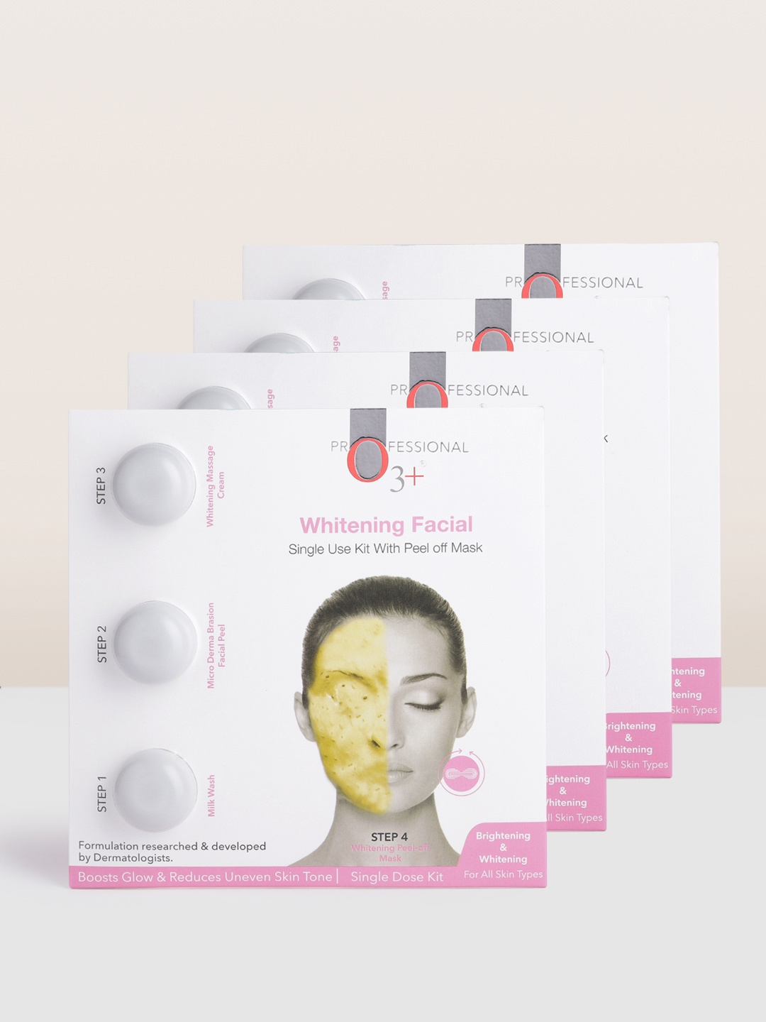 

O3 Set of 4 Whitening Single Dose Facial Kit for All Skin Types, Pink