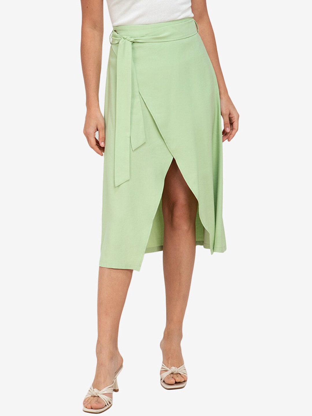 

ZALORA WORK Green Solid Tulip Wrap Skirt