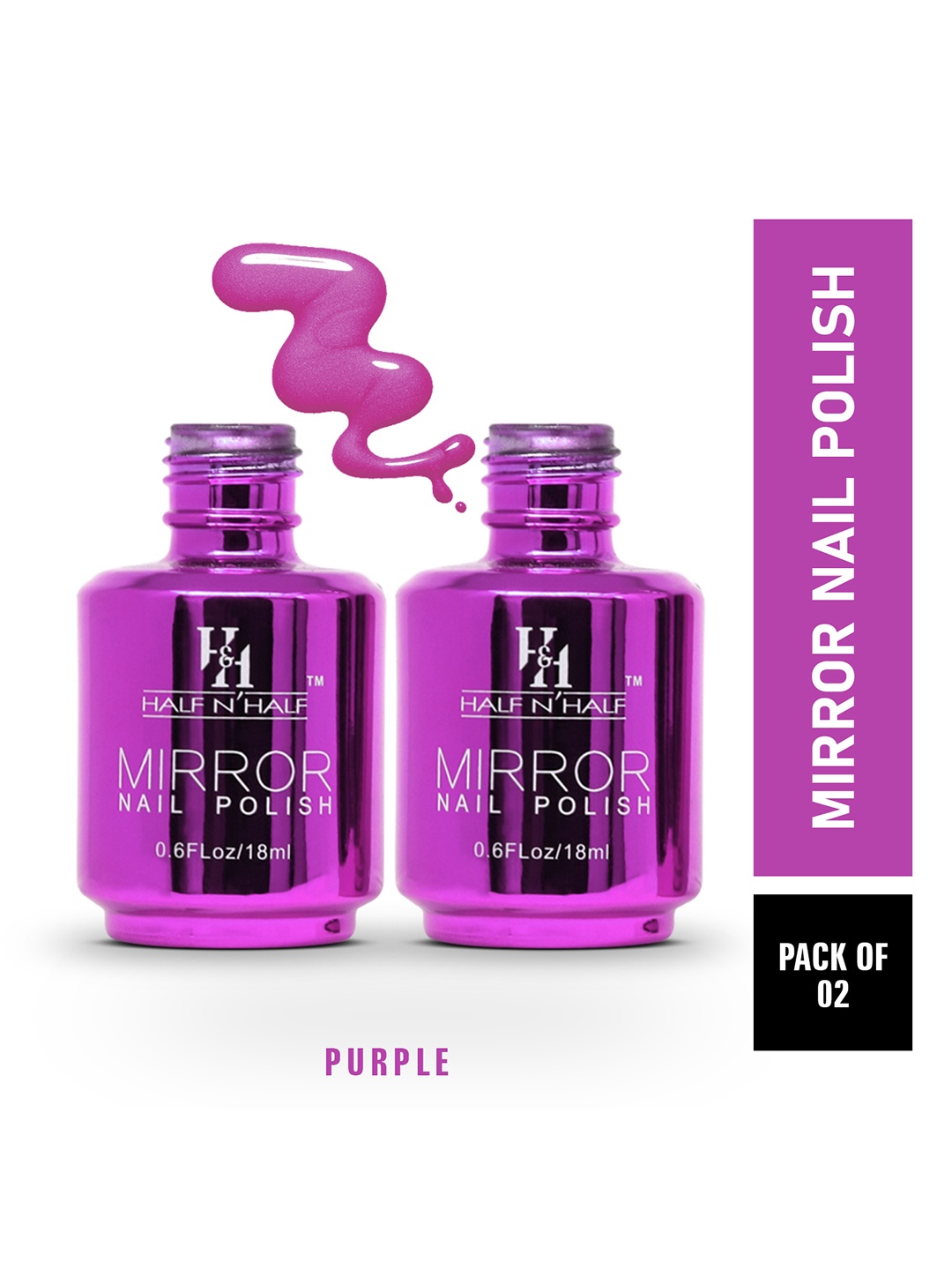 

Half N Half Pack of 2 Mirror Nail Polish, A-Purple