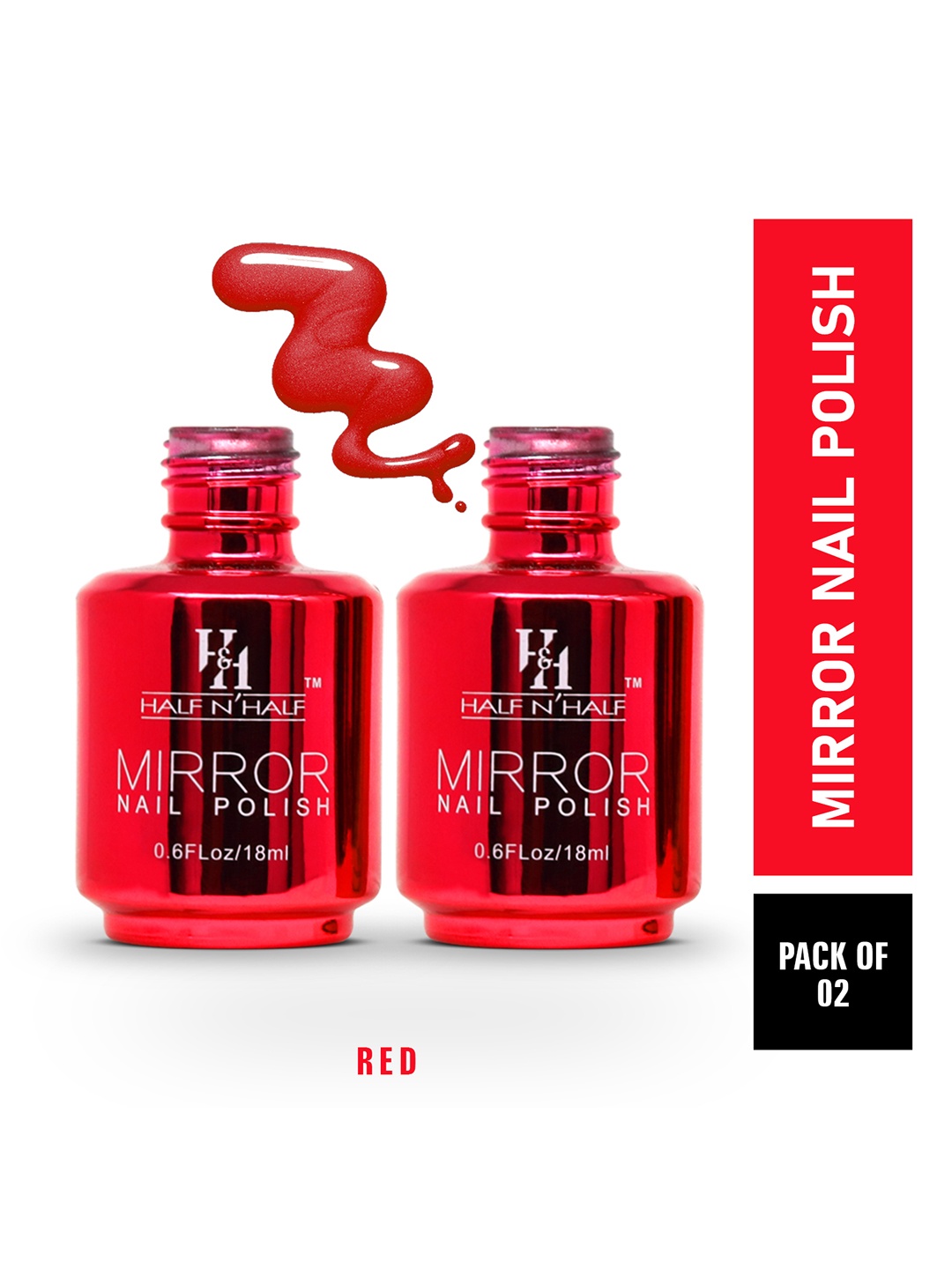 

Half N Half Pack of 2 Red Mirror Nail Polish 18g