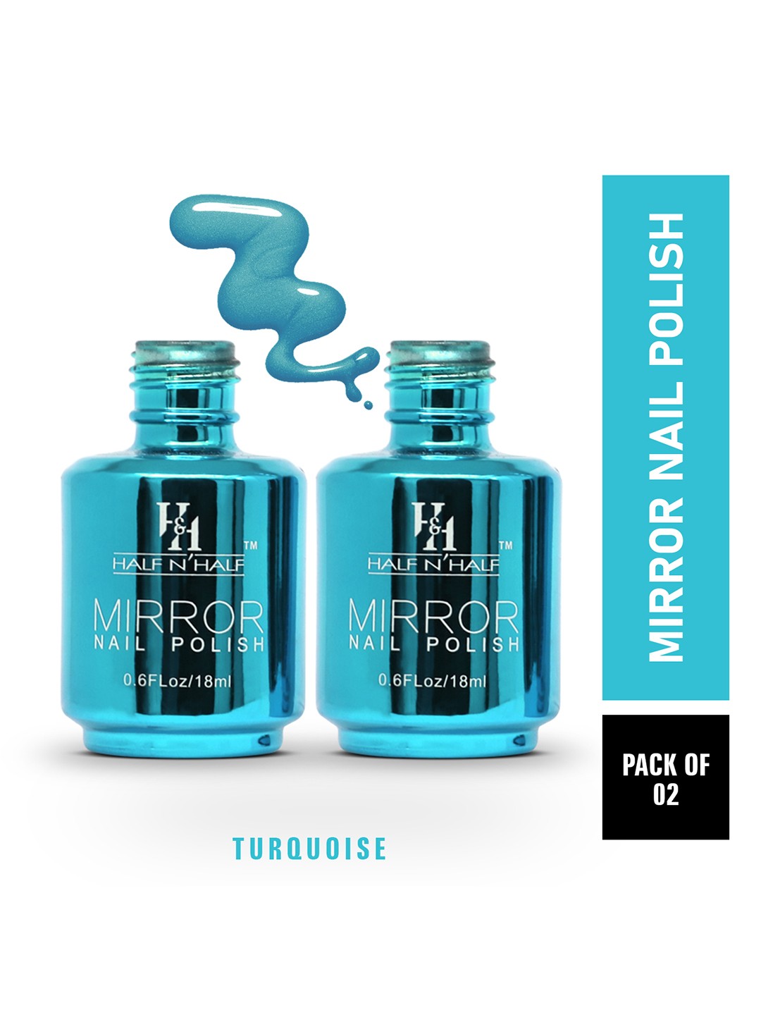 

Half N Half Set Of 2 Mirror Nail Polish - A-Turquoise, Blue