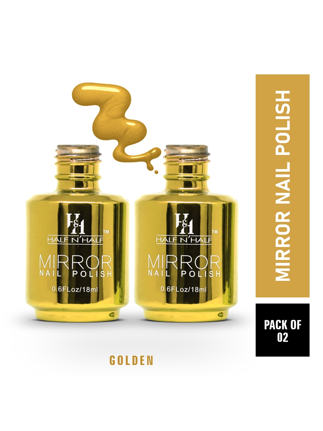 

Half N Half Pack of 2 Golden Mirror Nail Polish -18g, Gold