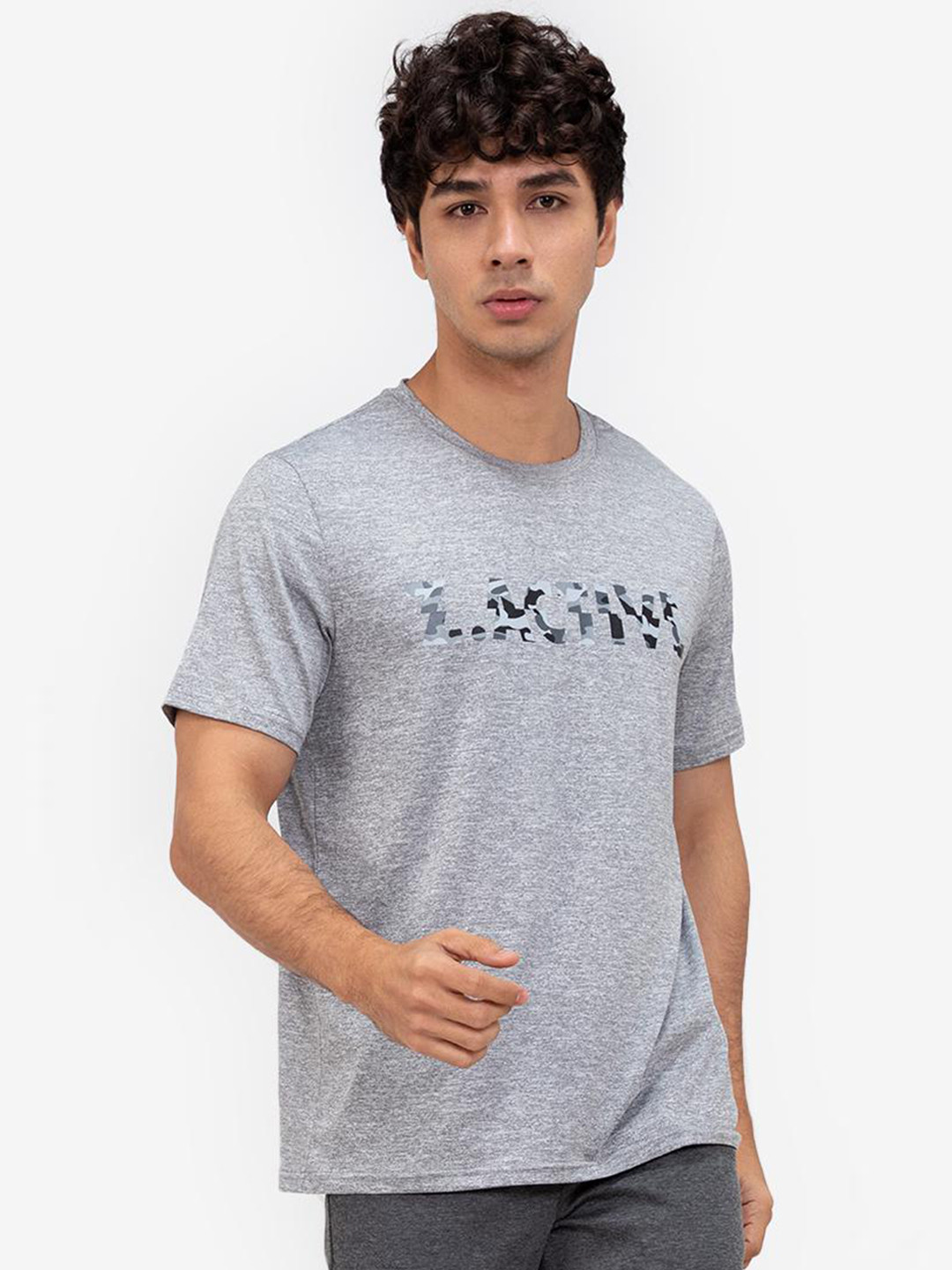 

ZALORA ACTIVE Men Maroon Brand Za Camo Logo Printed T-shirt