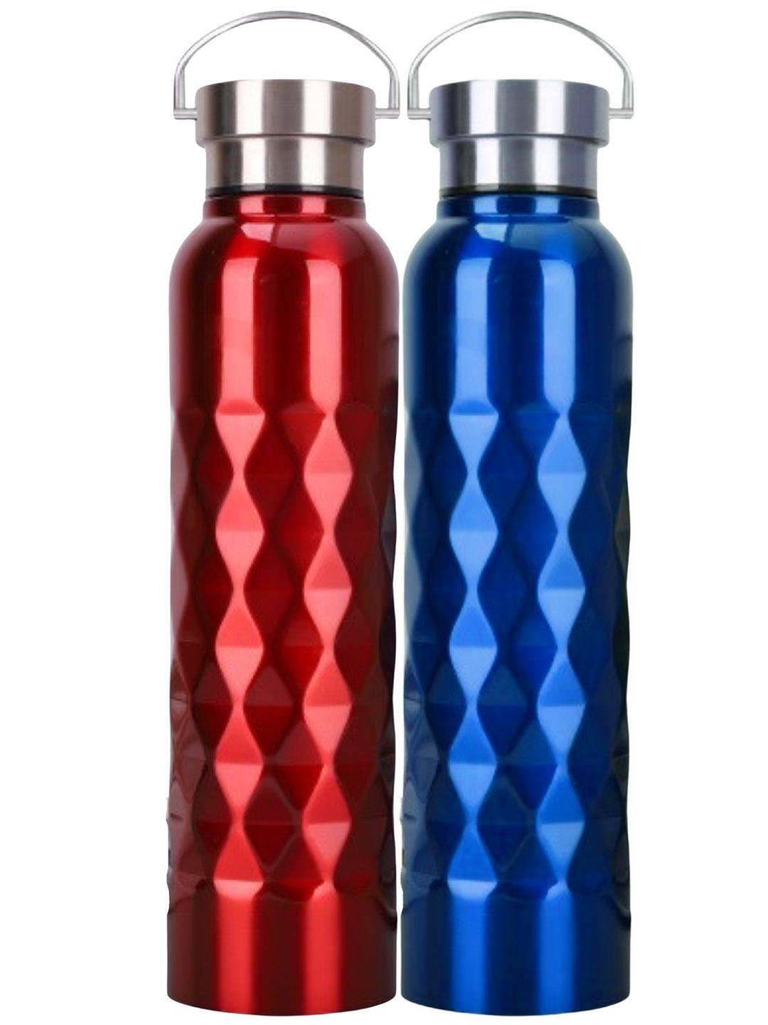 

Frabble8 Set Of 2 Single Walled Stainless Steel Fridge & Sports Water Bottle, Red