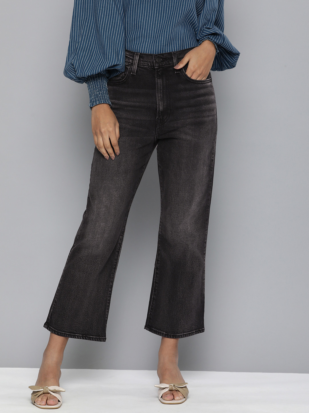 

Levis Women Black Ribcage Bootcut High-Rise Light Fade Stretchable Jeans
