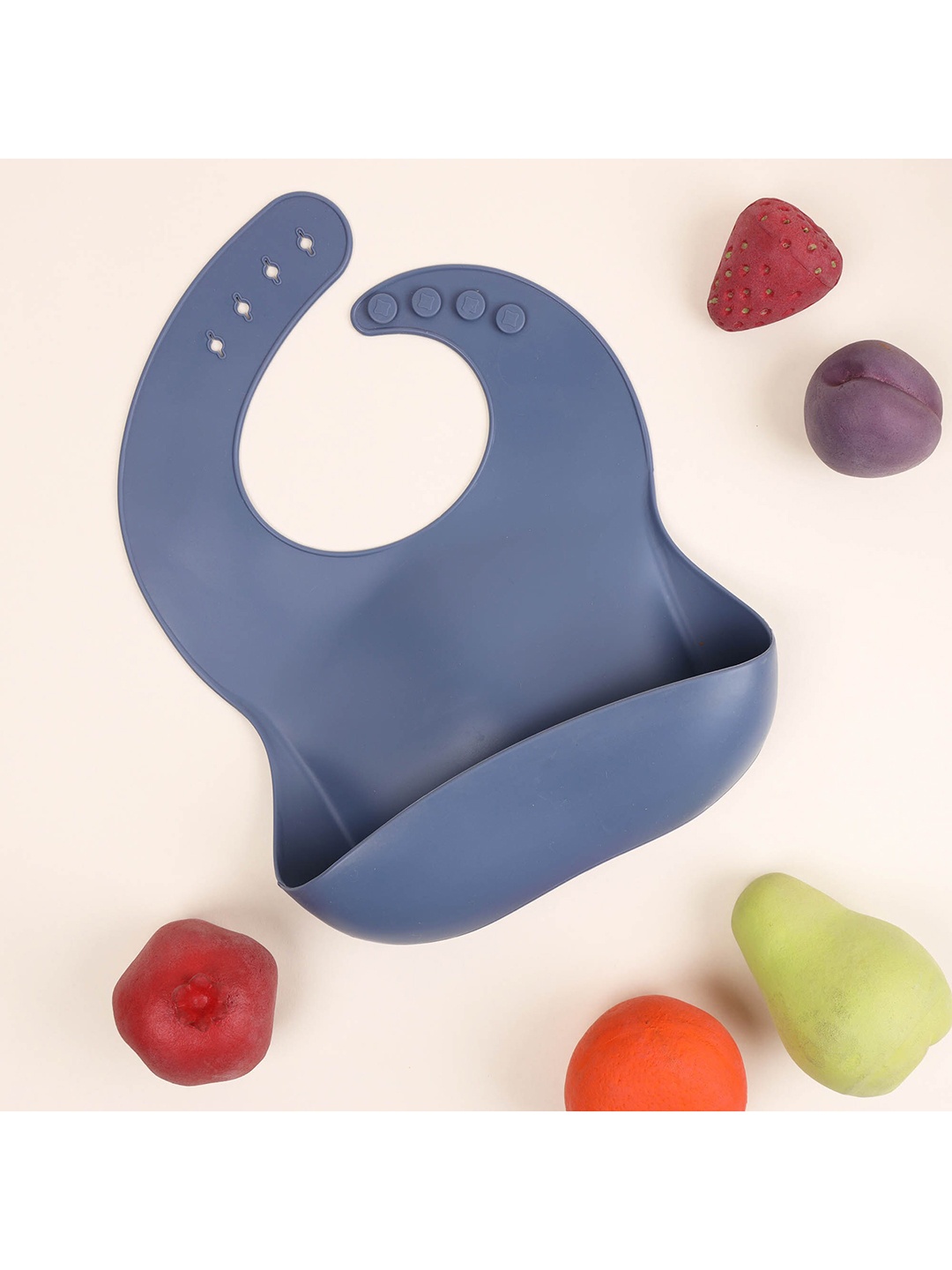 

KICKS & CRAWL Kids Navy Blue Solid Silicone Bib