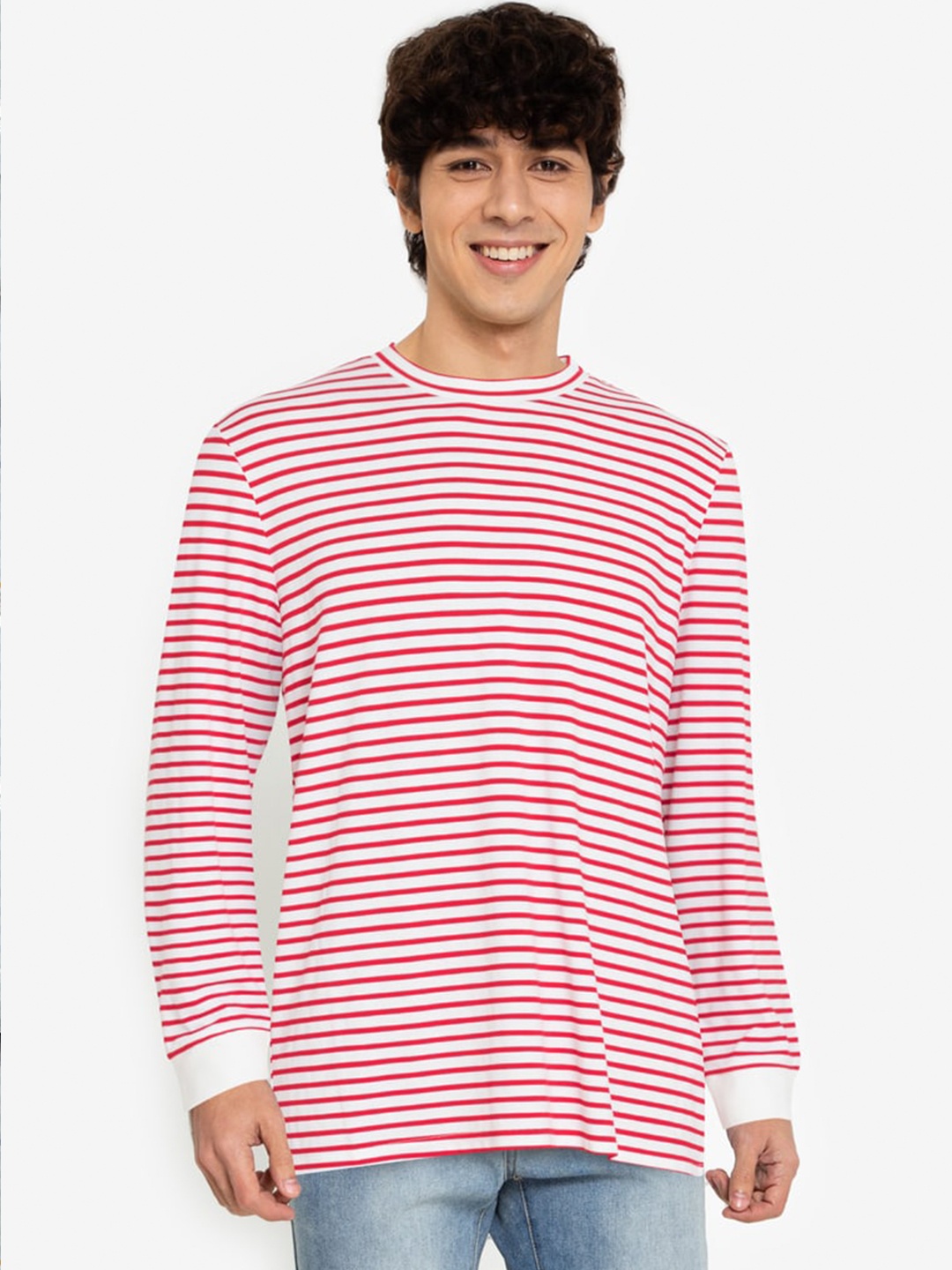 

ZALORA BASICS Men Red & White Striped T-shirt