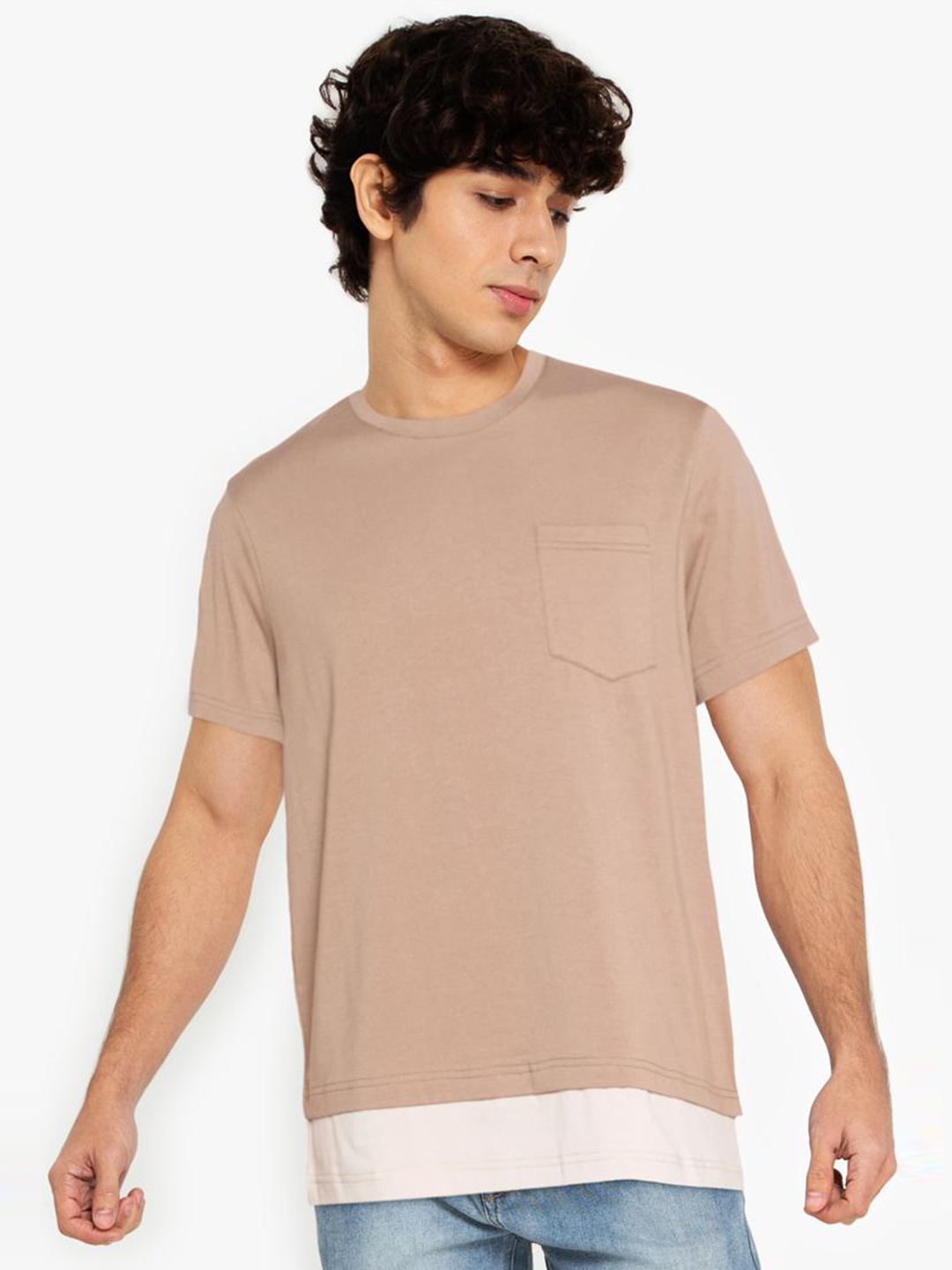 

ZALORA BASICS Men Navy Blue Pockets T-shirt