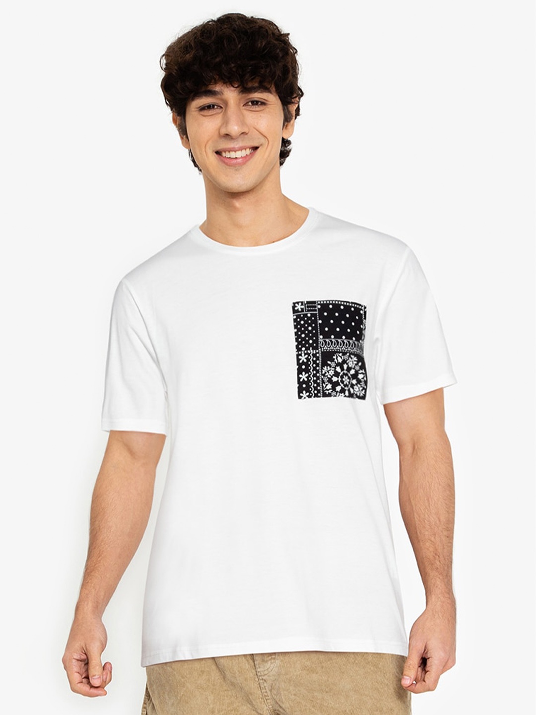 

ZALORA BASICS Men White Monochrome Pockets T-shirt