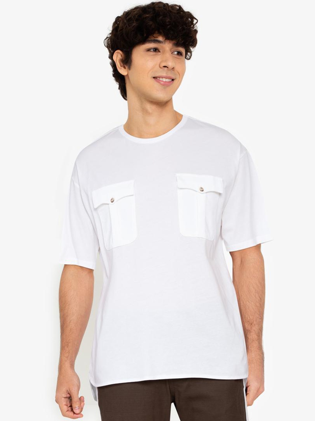 

ZALORA BASICS Men Blue Printed T-Shirt, White