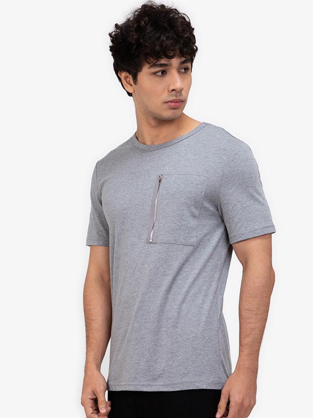 

ZALORA BASICS Men Blue Printed T-Shirt, Grey