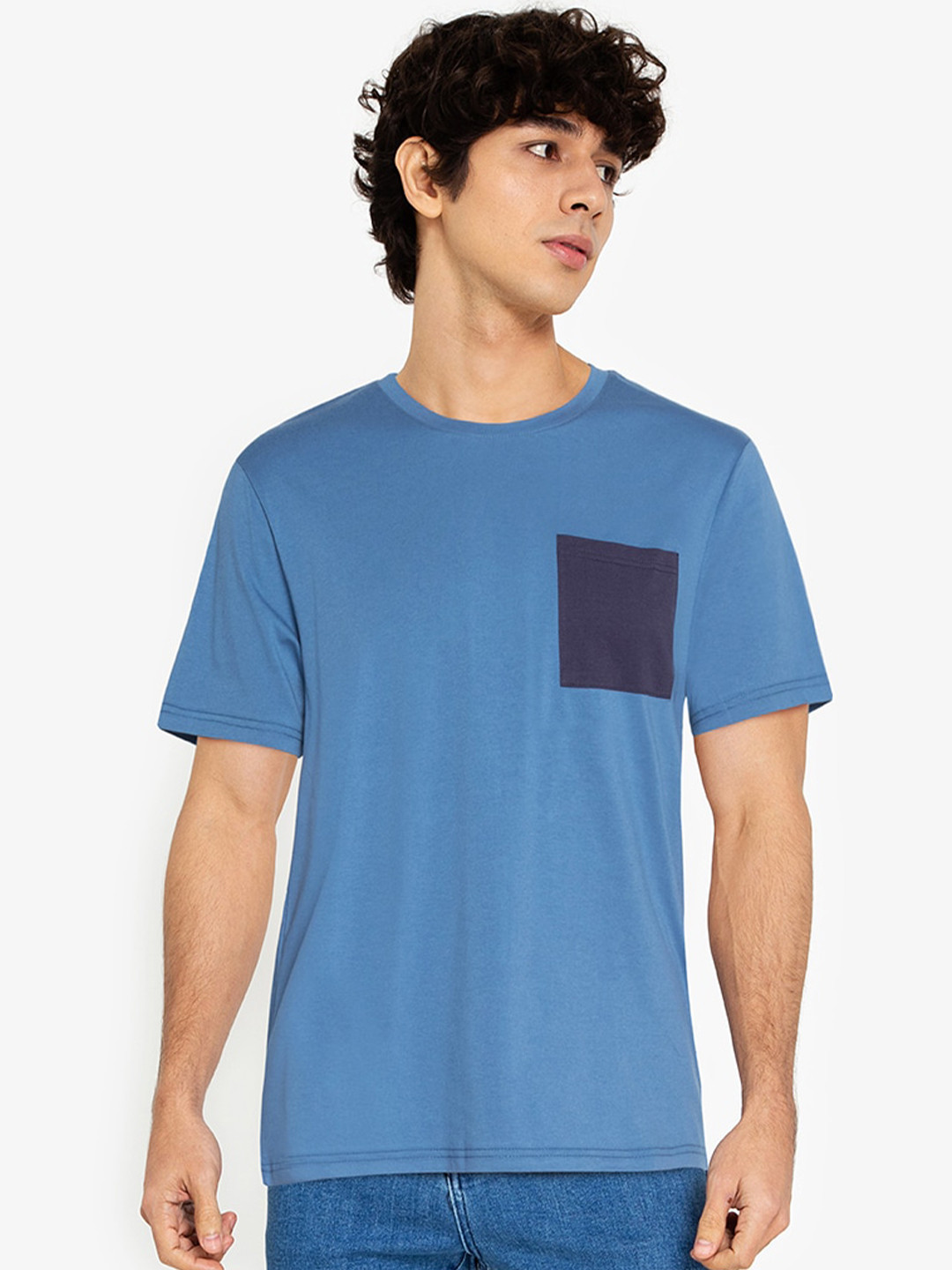 

ZALORA BASICS Men Blue Printed T-Shirt, Multi