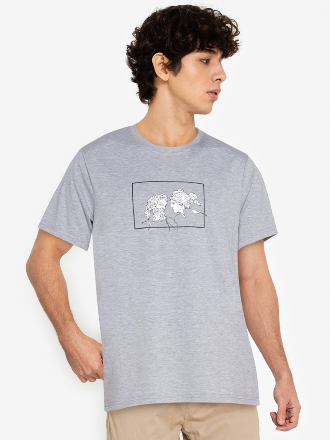 

ZALORA BASICS Men Grey Printed T-shirt