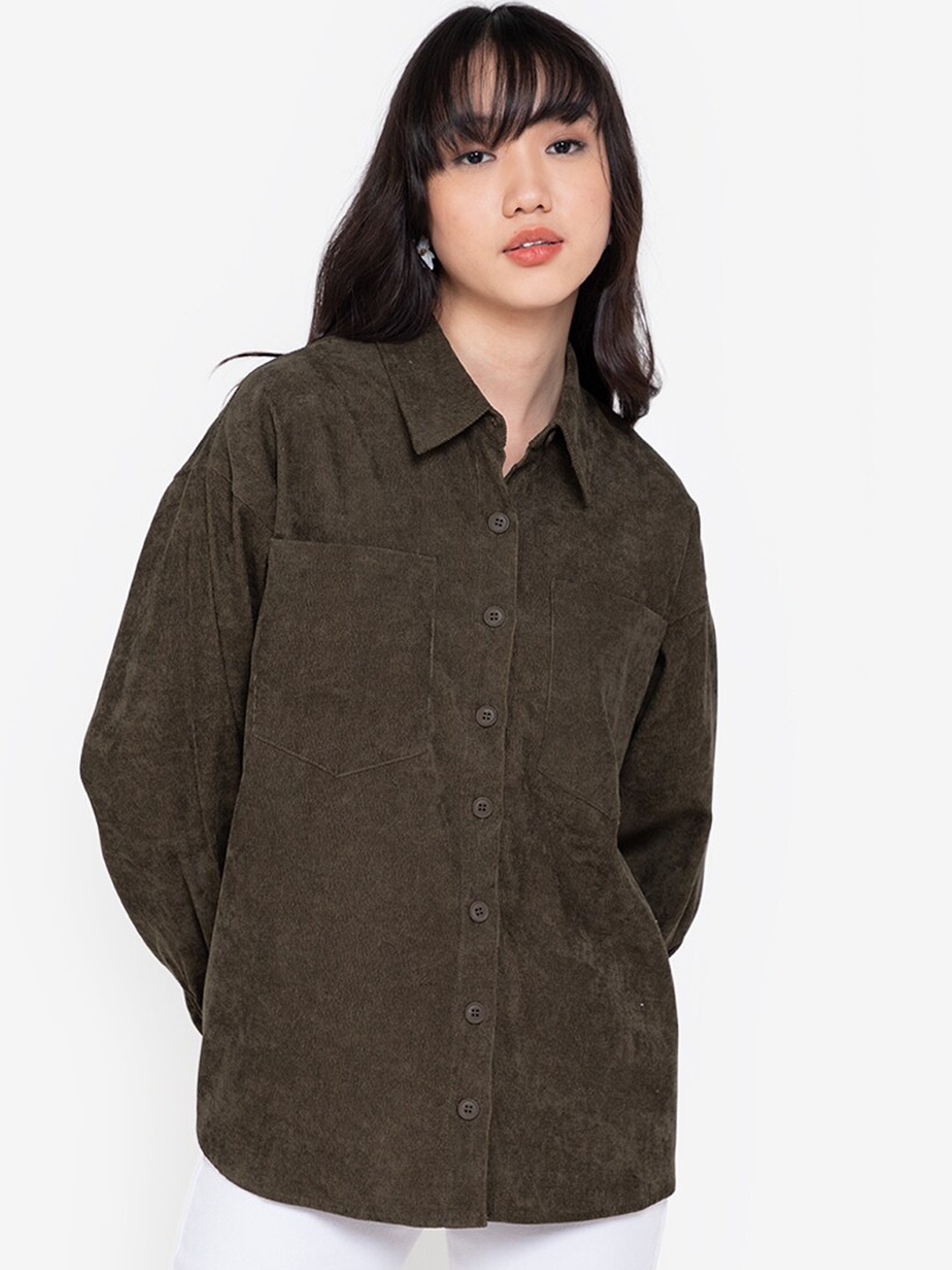 

ZALORA BASICS Women Green Casual Shirt