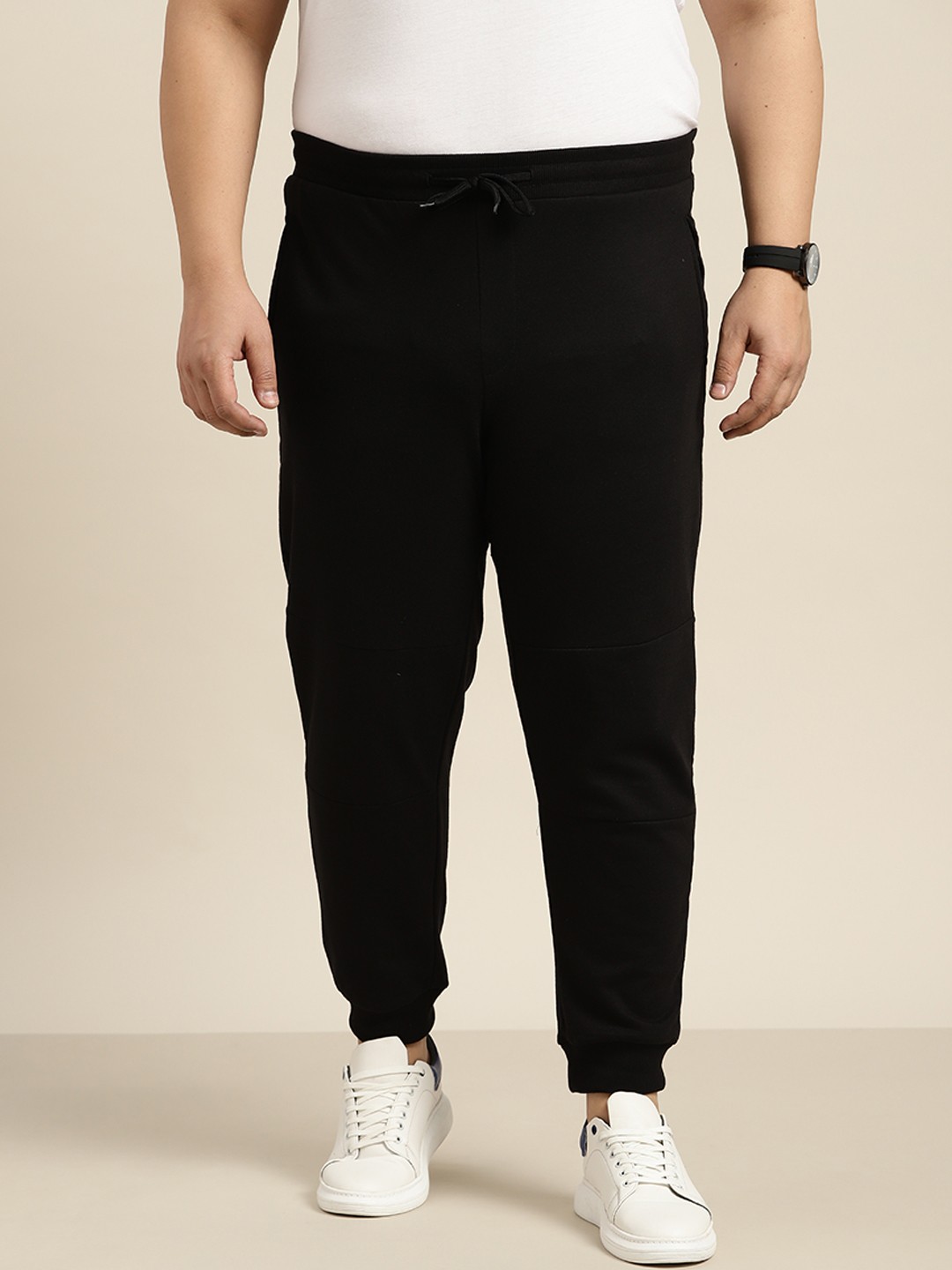 

Sztori Men Plus Size Black Solid Joggers