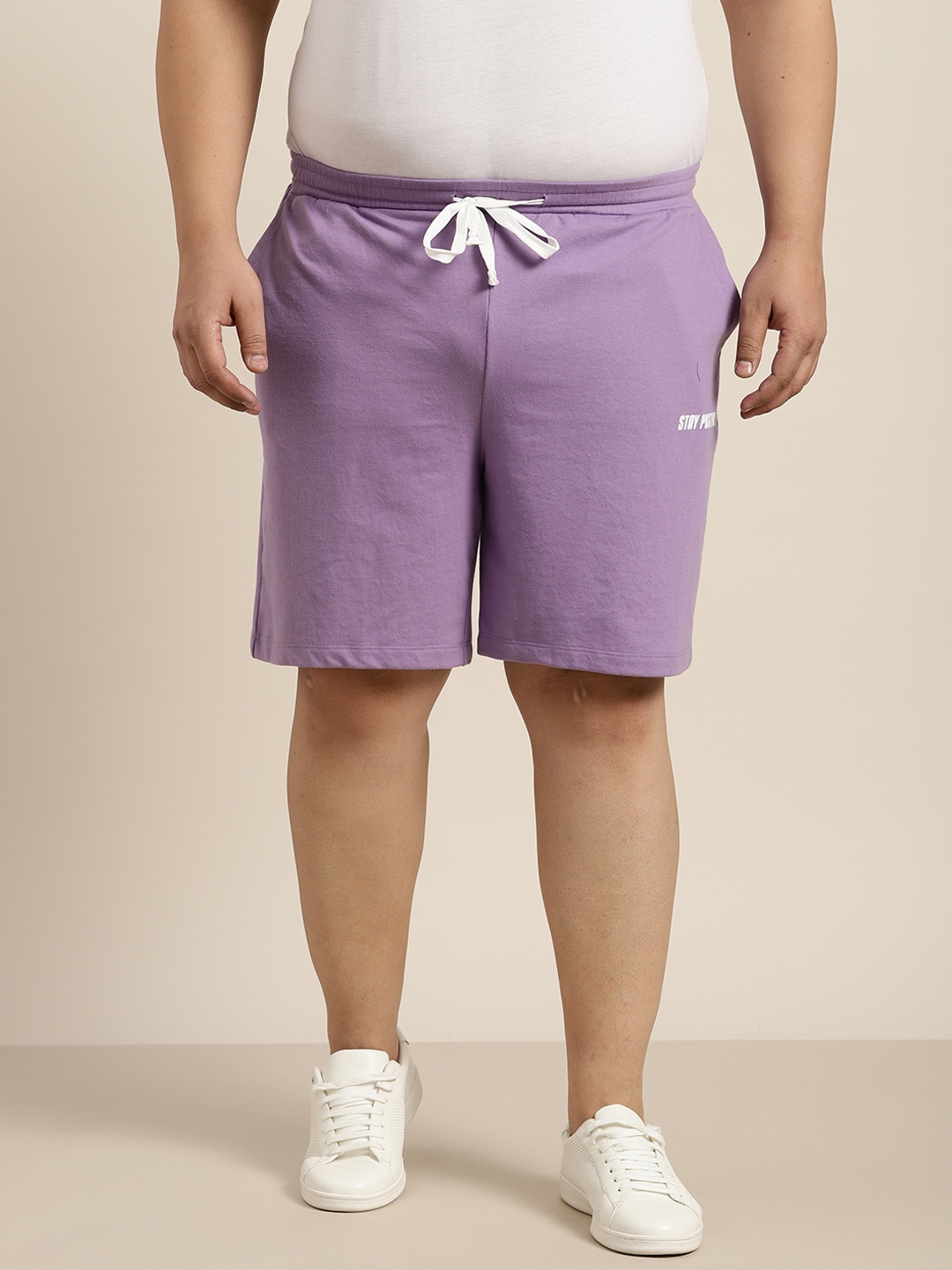 

Sztori Men Plus Size Lavender Typography Shorts