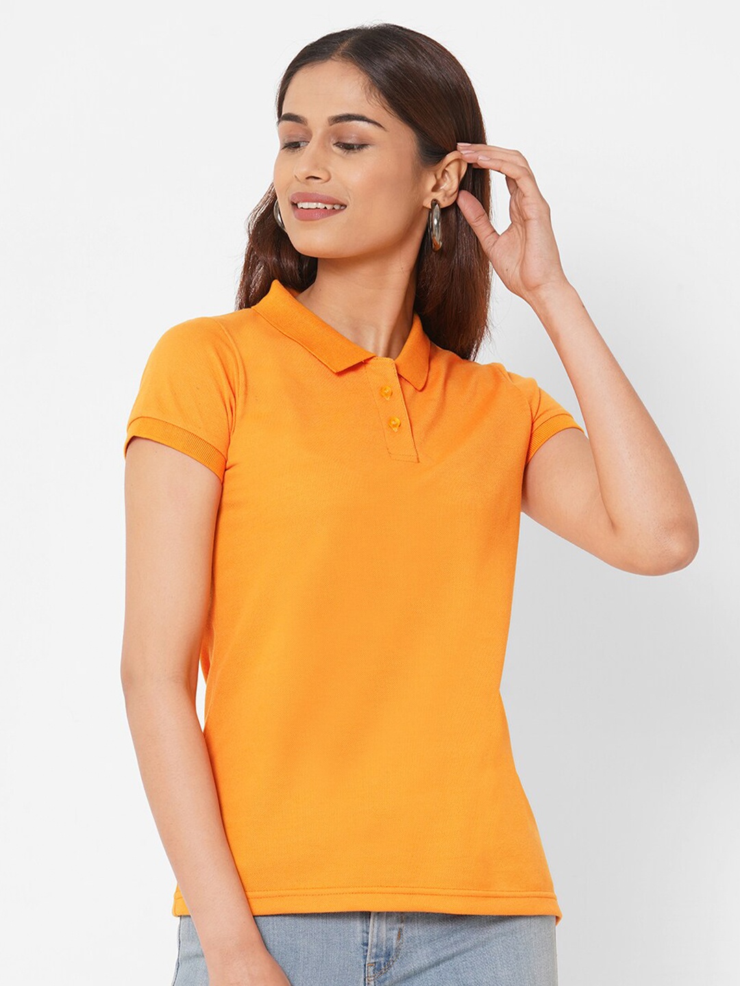 

Wear Your Opinion Women Polo Collar T-shirt, Mustard