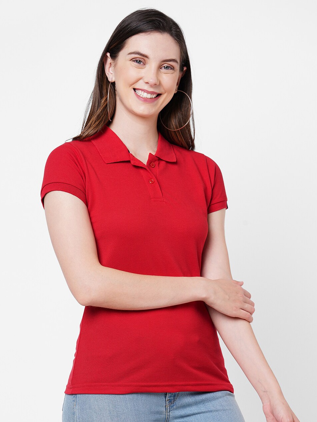 

Wear Your Opinion Women Polo Collar T-shirt, Red