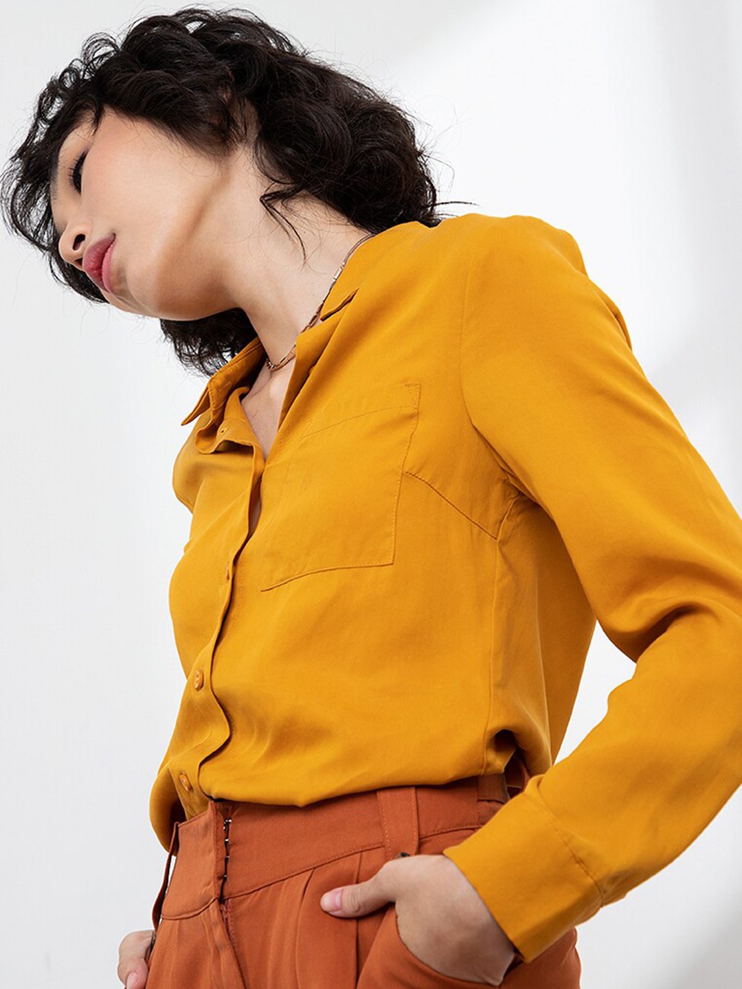 

ORIGIN BY ZALORA Women Mustard Casual Shirt