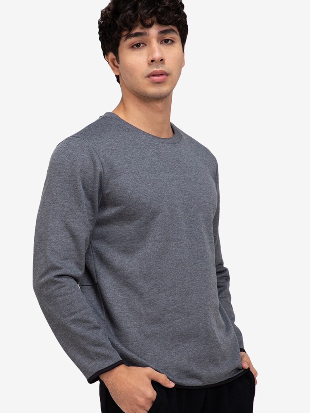 

ZALORA ACTIVE Men Grey Solid Sweatshirt