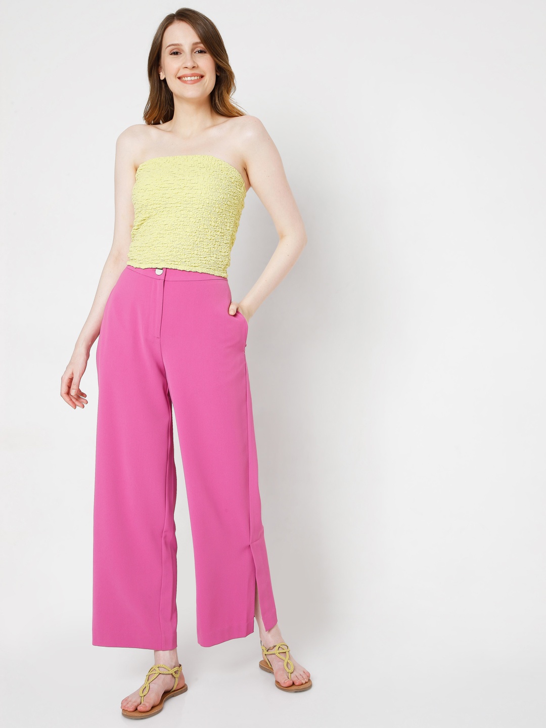 

Vero Moda Women Textured Tube Top, Green