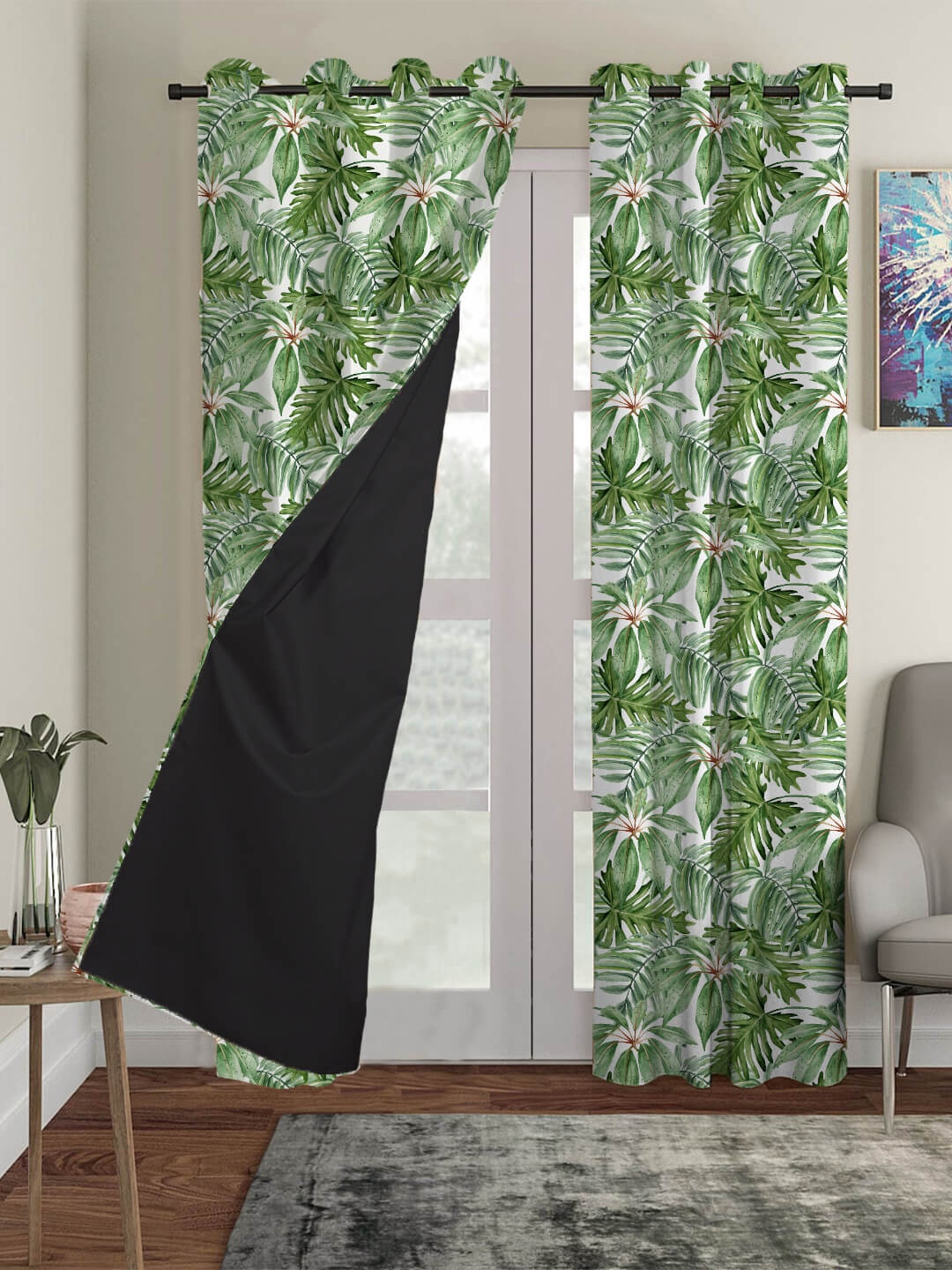 

HOUZZCODE Multicoloured Black Out Window Curtain, Multi