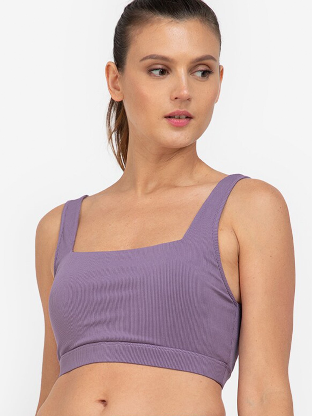 

ZALORA ACTIVE Non-Wired Lightly Padded Workout Bra, Purple