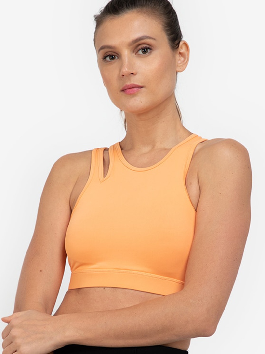 

ZALORA ACTIVE Orange Asymmetric Sports Bra Lightly Padded