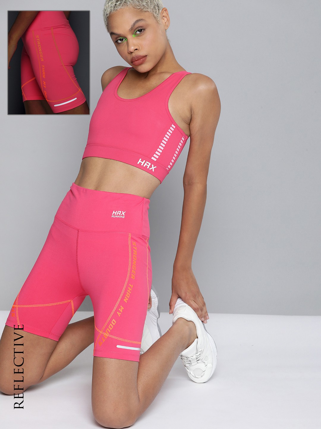 

HRX By Hrithik Roshan Running Women Fushia Pink Rapid-Dry Brand Carrier Shorts, Fuchsia