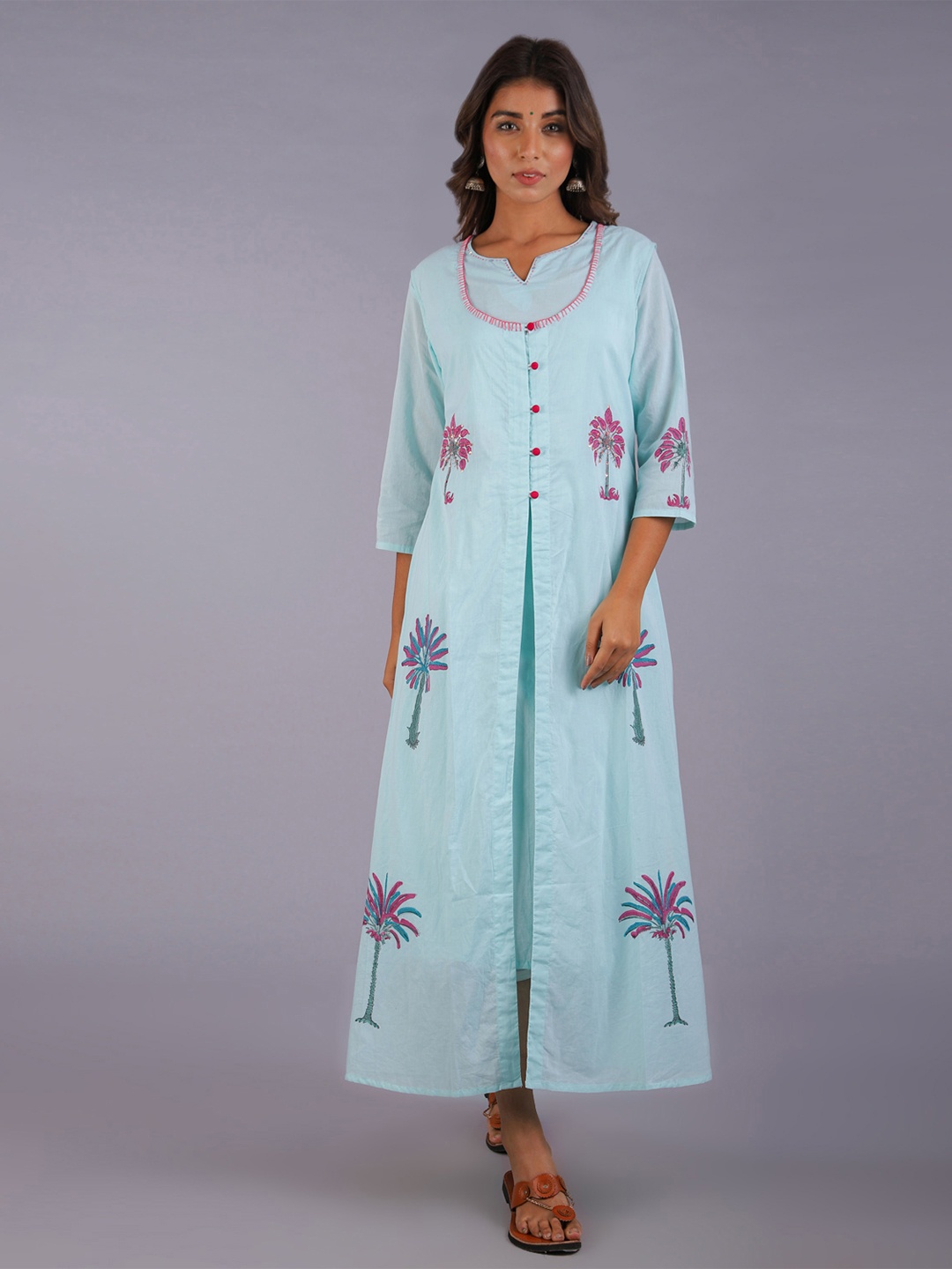 

KALINI Women Blue Floral Printed Ethnic Dresses