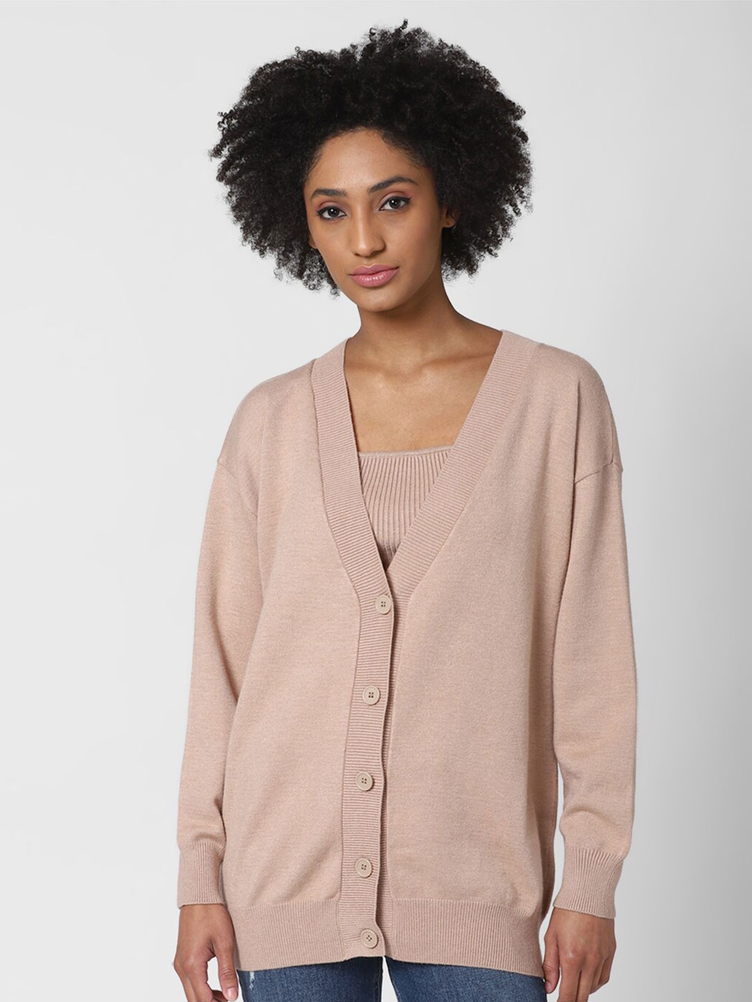 

FOREVER 21 Women Beige Cardigan