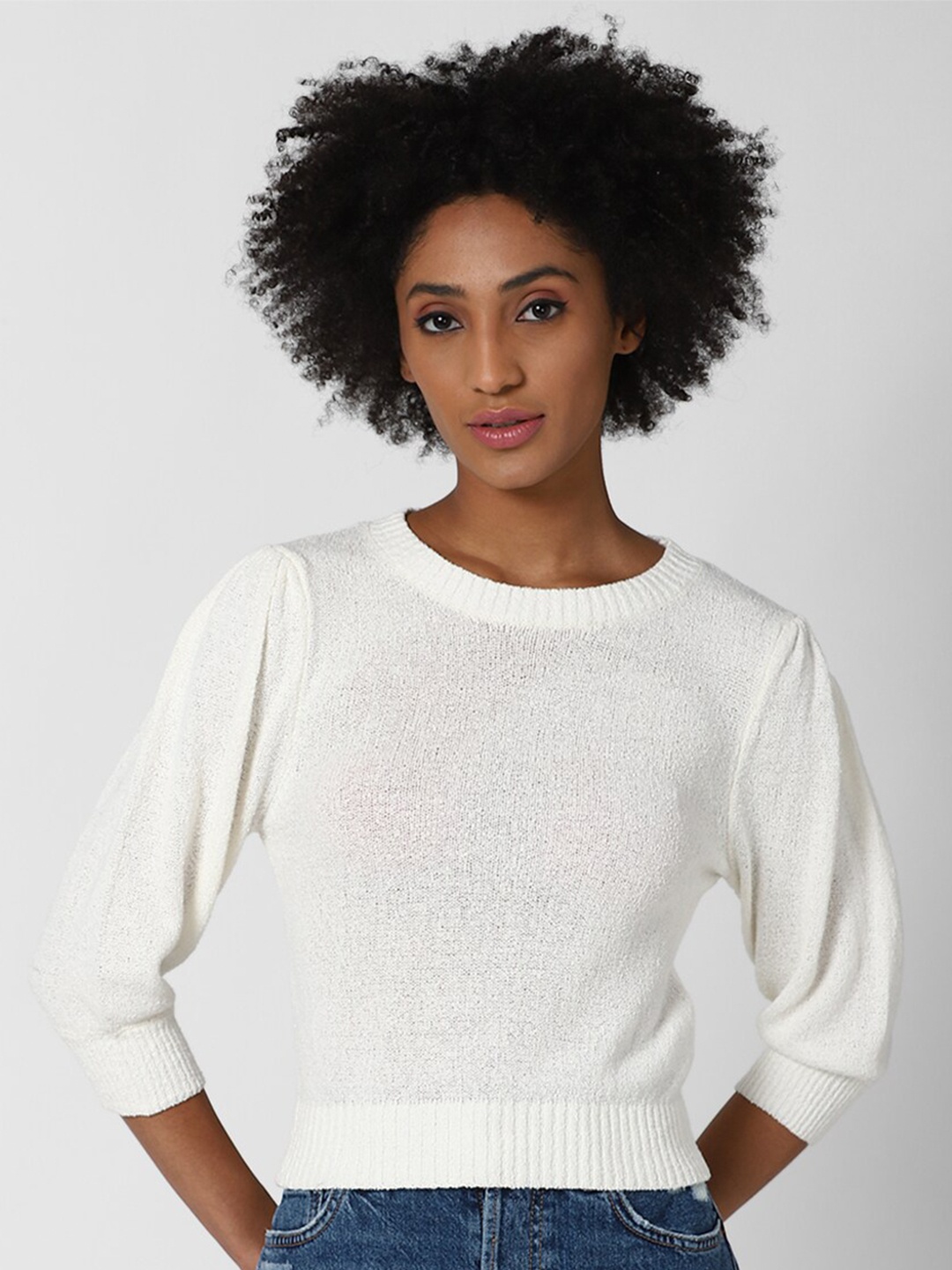 

FOREVER 21 Women White Pullover