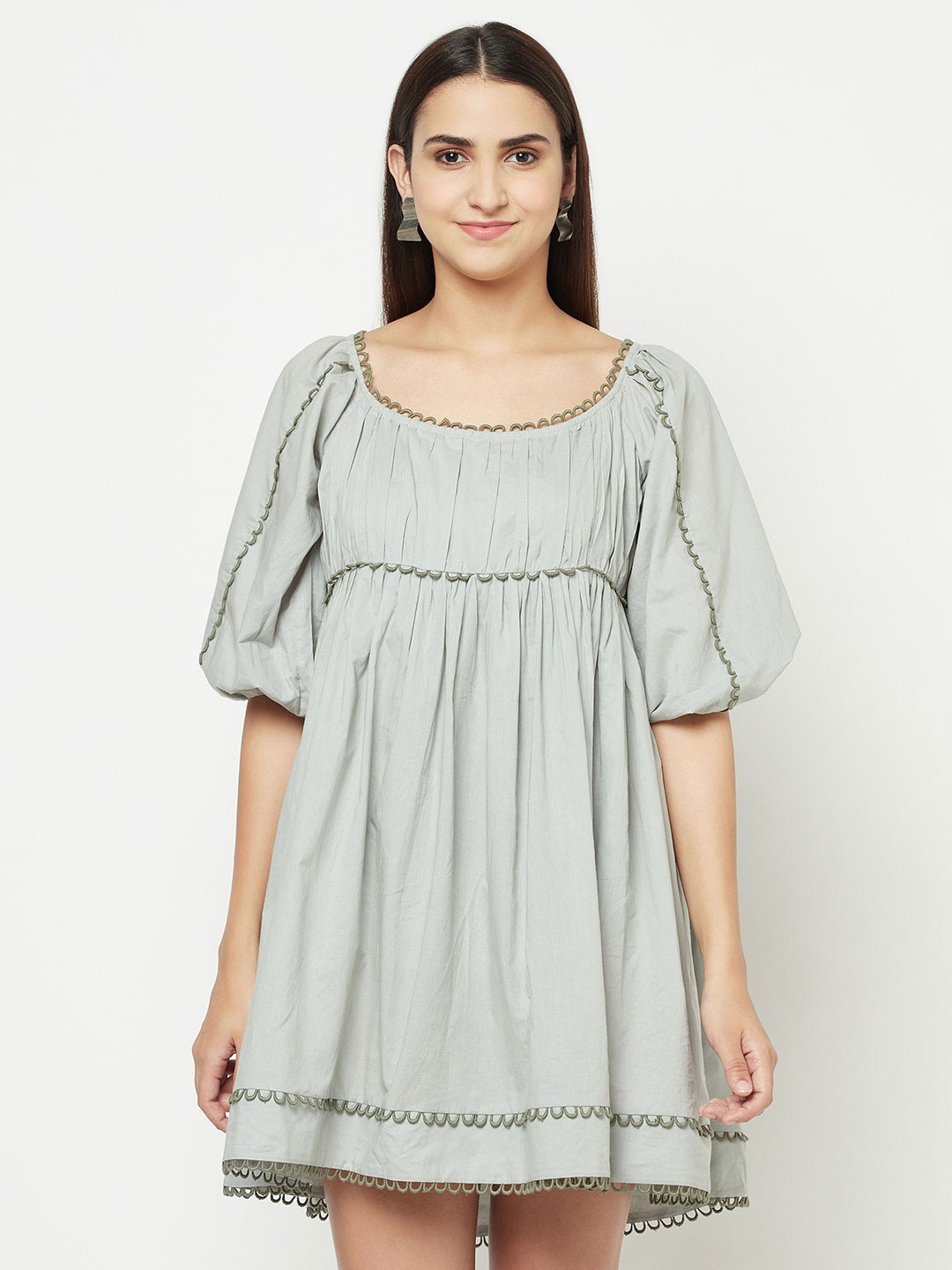 

BLANC9 Grey Empire Cotton Dress