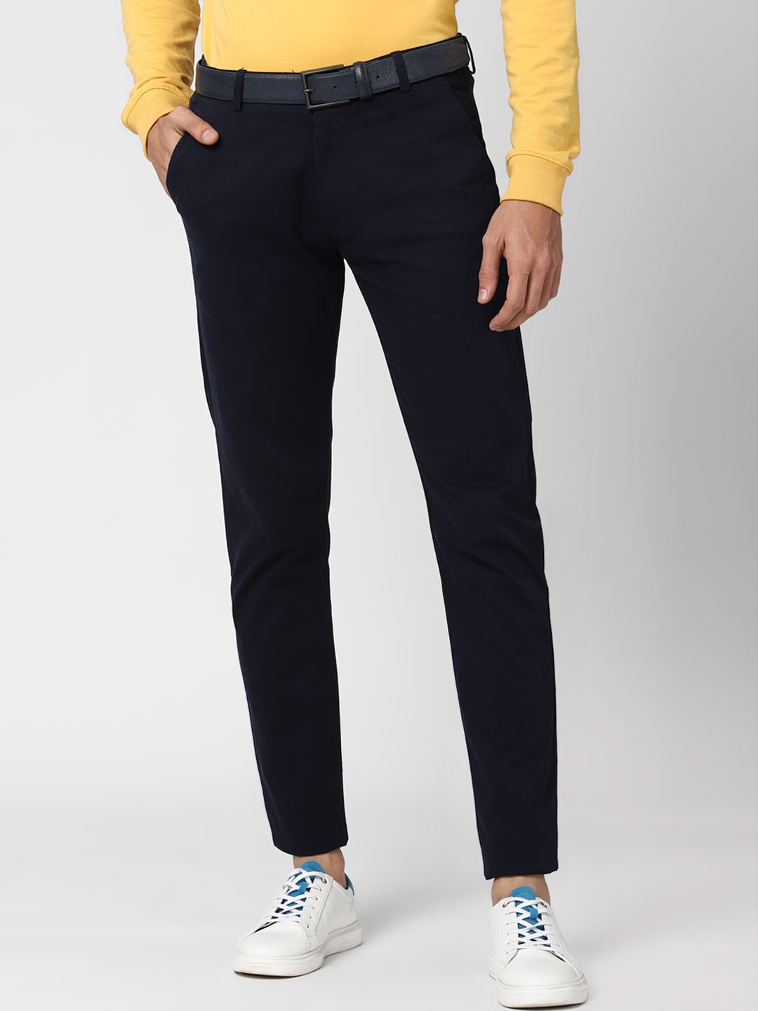 

Peter England Casuals Men Navy Blue Slim Fit Trousers