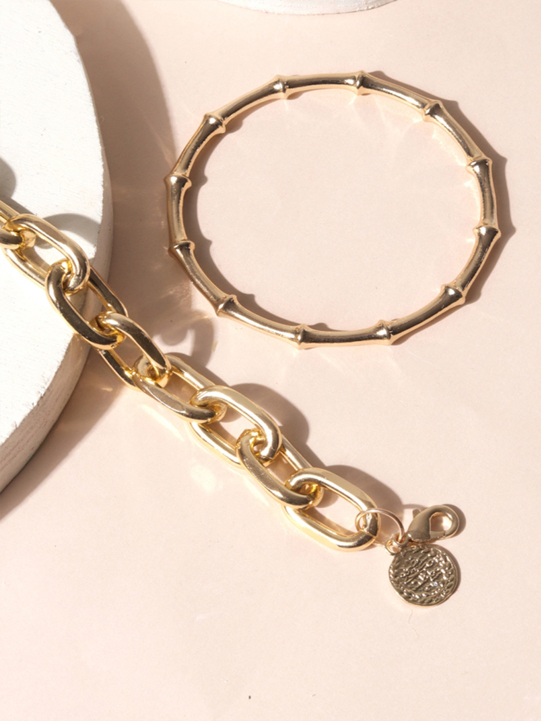 

ToniQ Women Set of 2 Gold-Toned Gold-Plated Link Bracelets