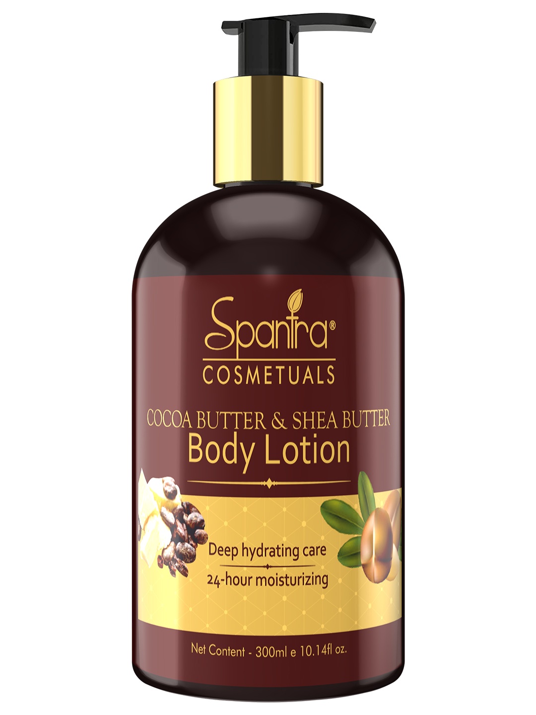 

Spantra Cocoa Butter & Shea Butter Body Lotion For Skin Moisture - 300 ml, Gold