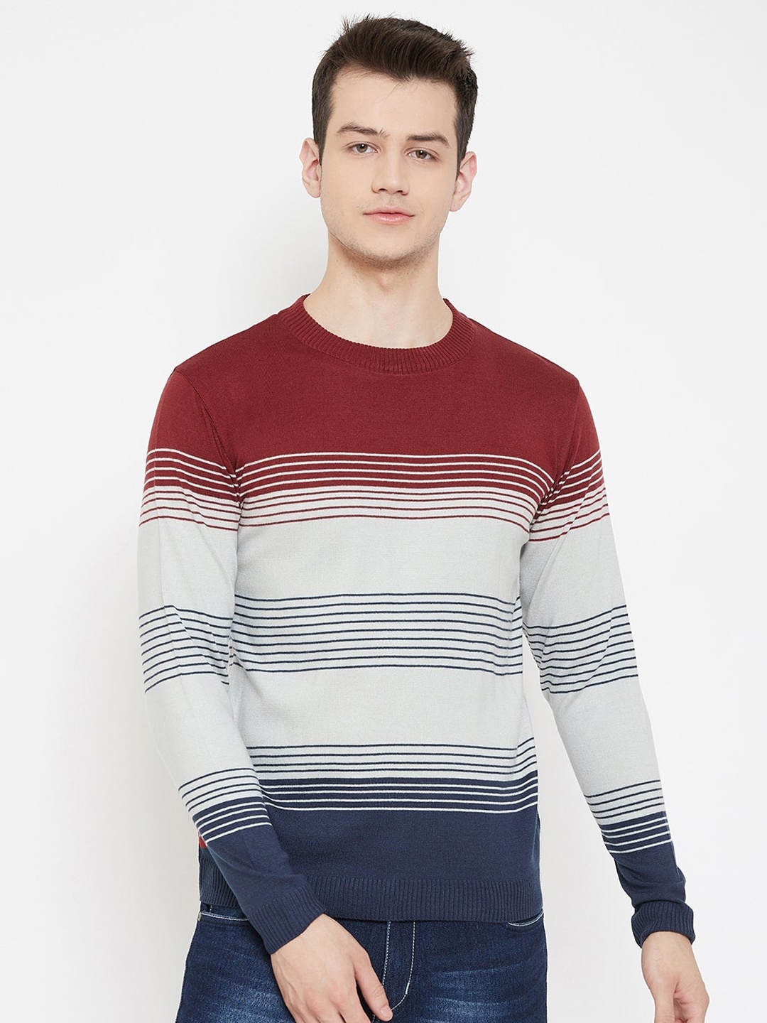 

JUMP USA Men Red & White Colourblocked Pullover