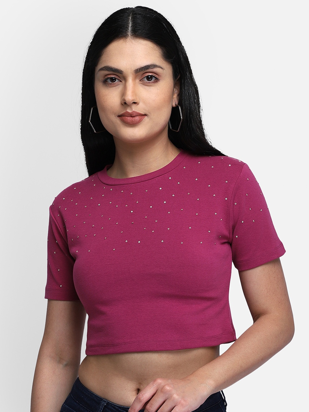 

Yaadleen Purple Crop Top