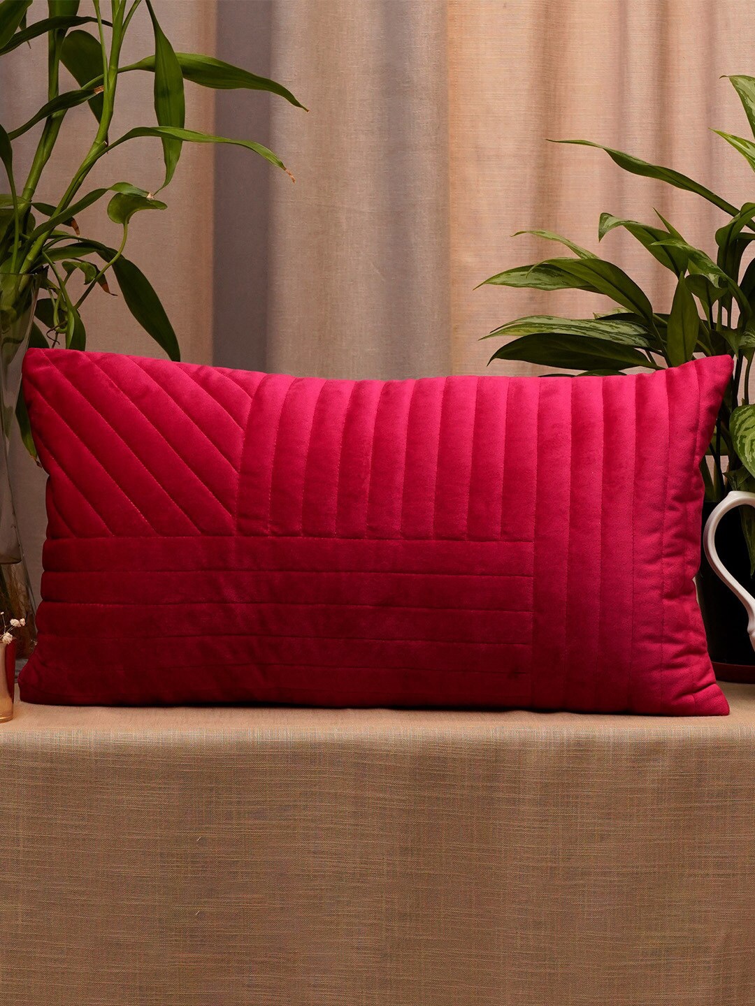 

ZEBA Pink Quilted Rectangle Cushion Covers