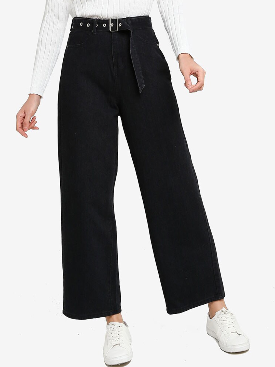 

ZALORA BASICS Women Black Low Distress Jeans