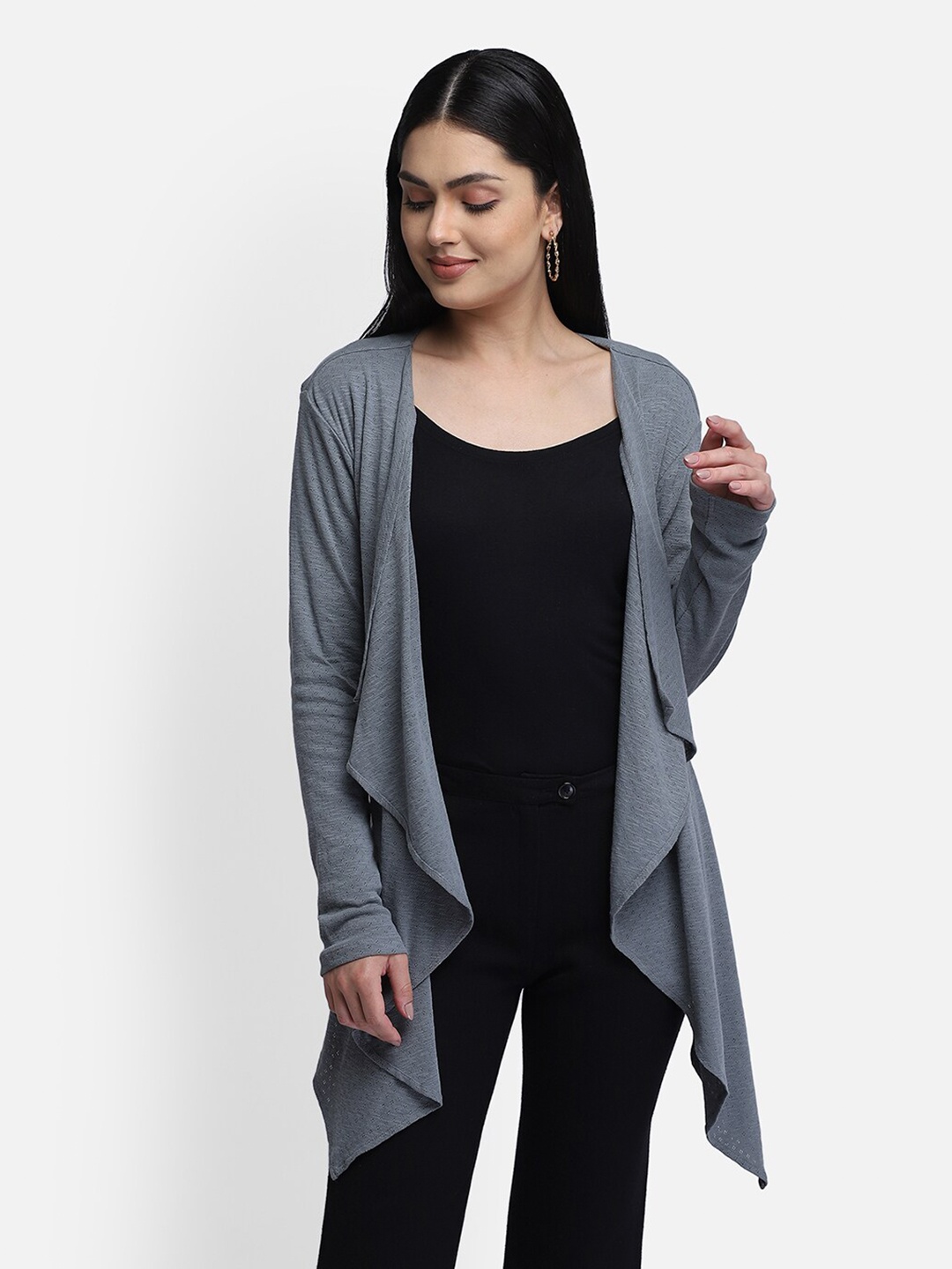 

Yaadleen Women Grey Waterfall Shrug