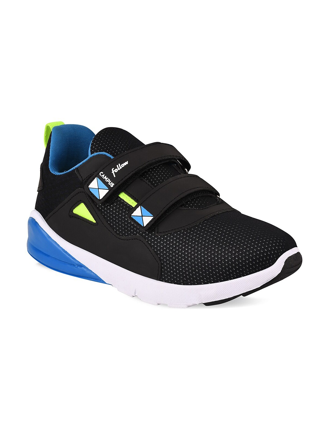 

Campus Kids Black Mesh Running Shoes With Velcro