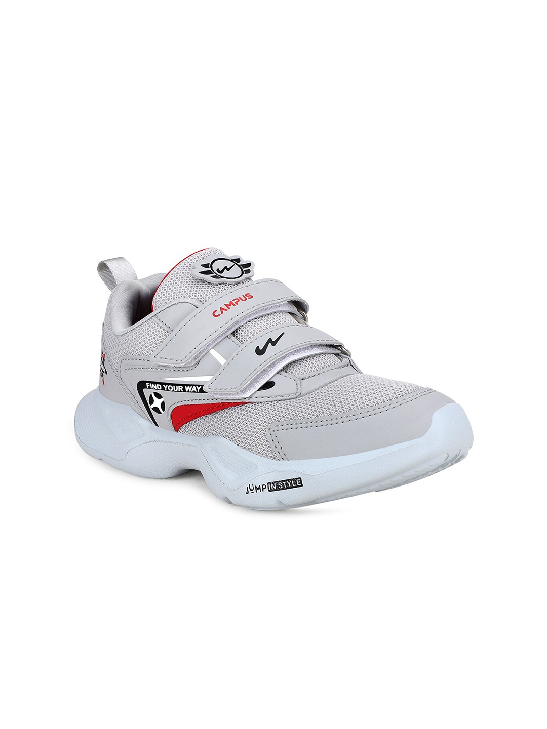 

Campus Kids Grey Mesh Running Shoes With Velcro