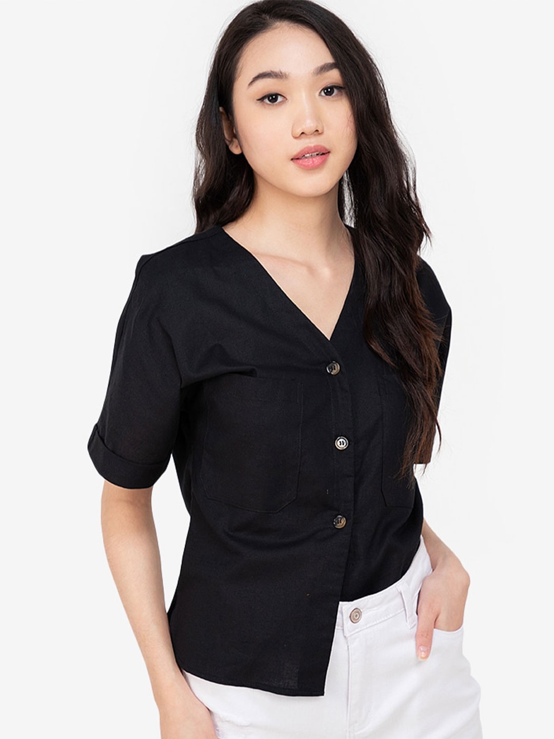 

ZALORA BASICS Women Black Casual Shirt