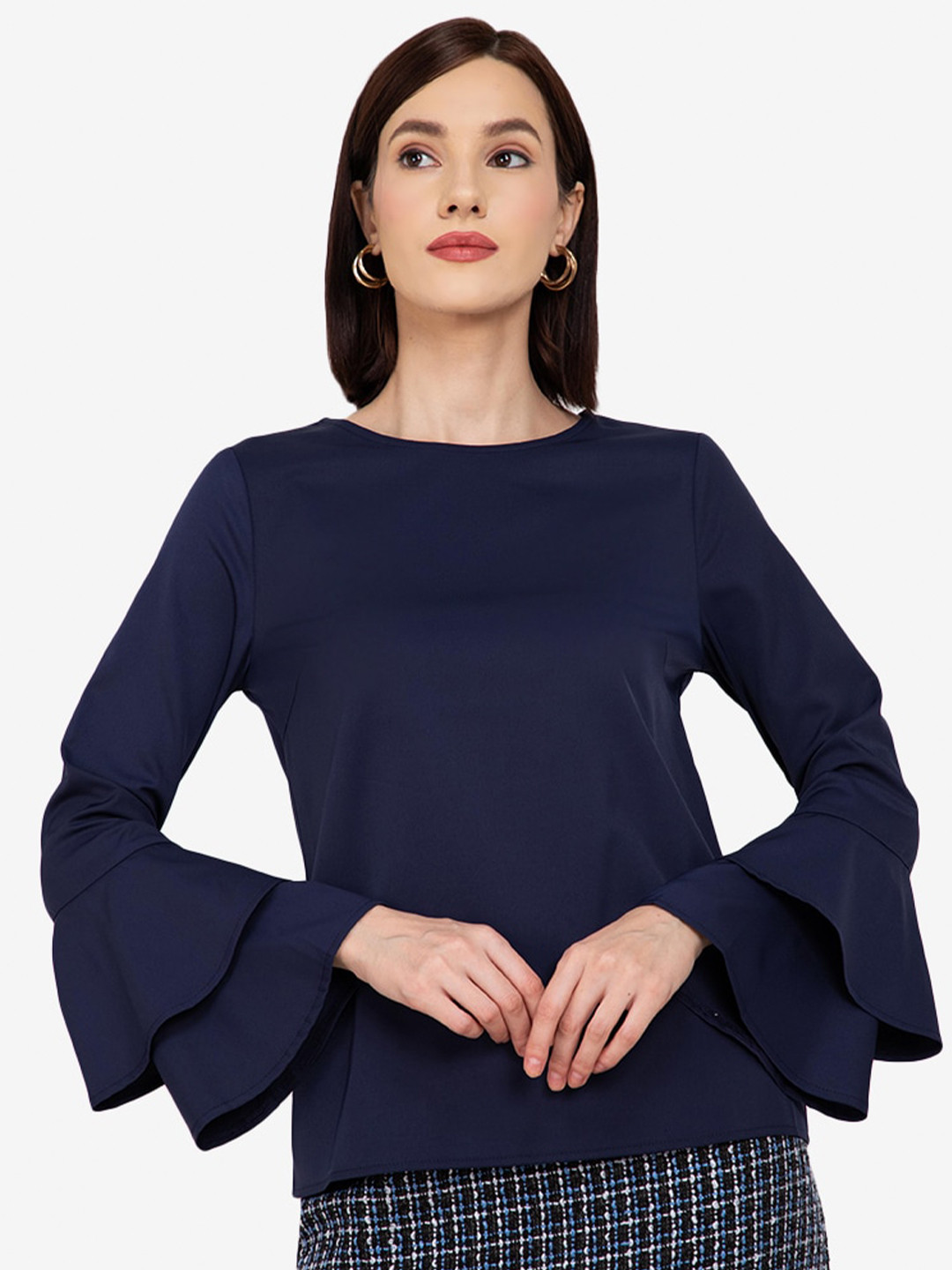 

ZALORA WORK Navy Blue Solid Top