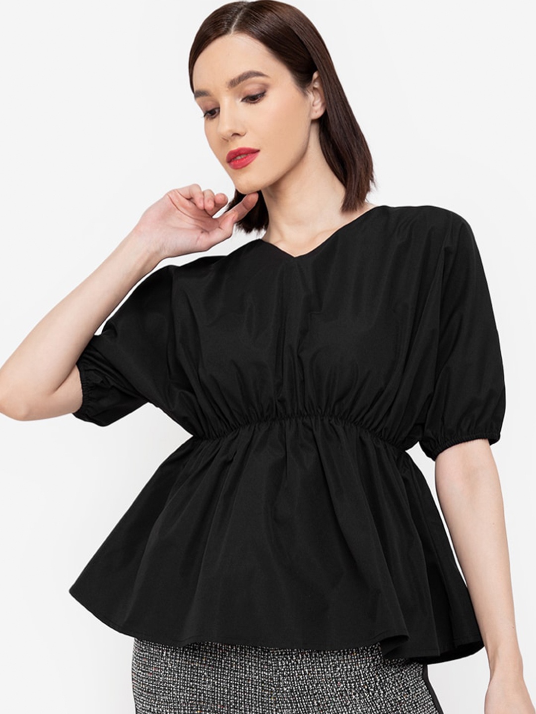 

ZALORA WORK Black Cinched Waist Top