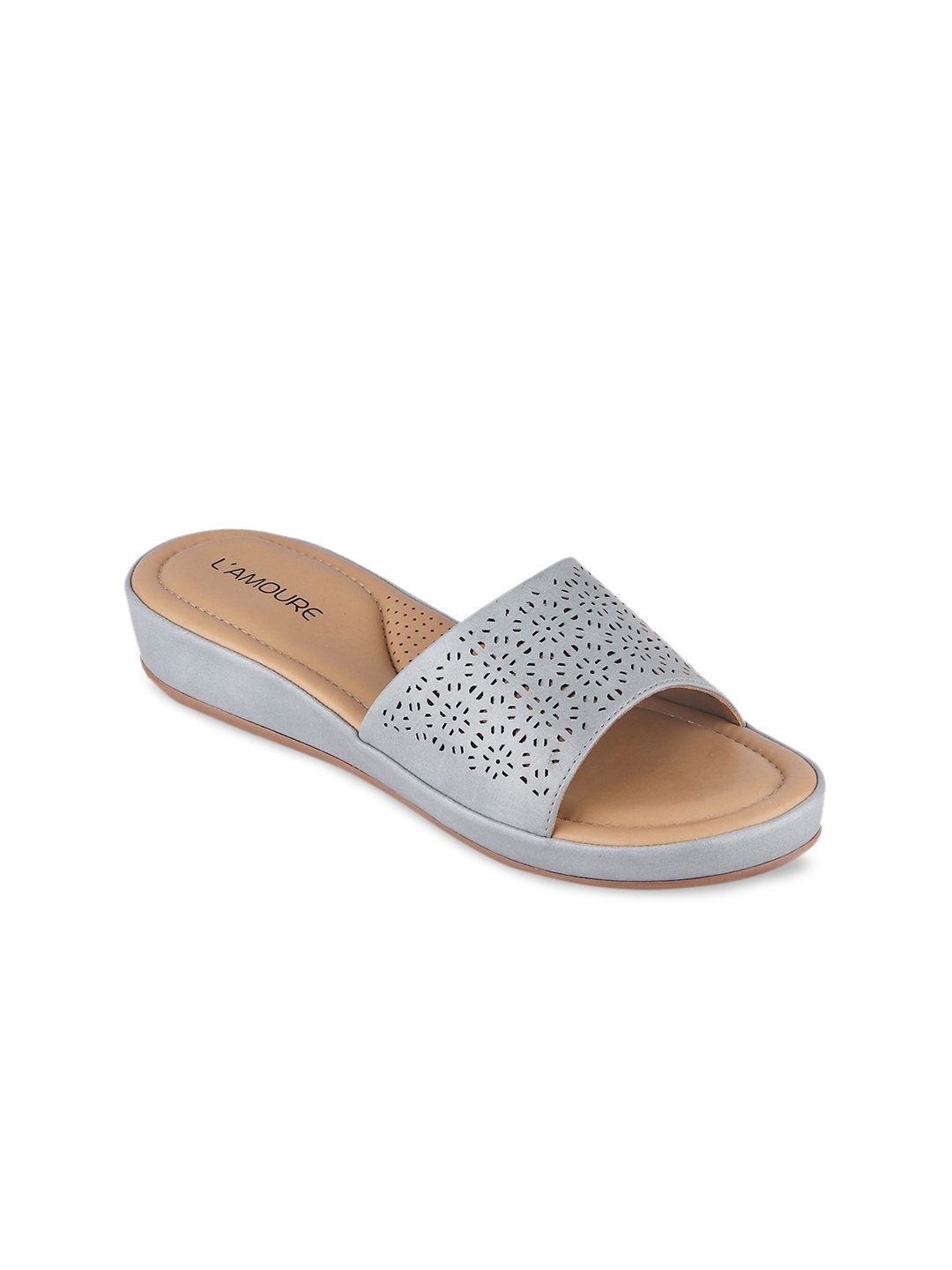 

LAMOURE BY RED CHIEF Women Blue Open Toe Flats with Laser Cuts