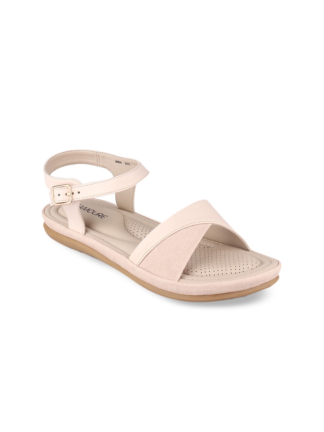 

LAMOURE BY RED CHIEF Women Cream-Coloured Colourblocked Open Toe Flats with Bows