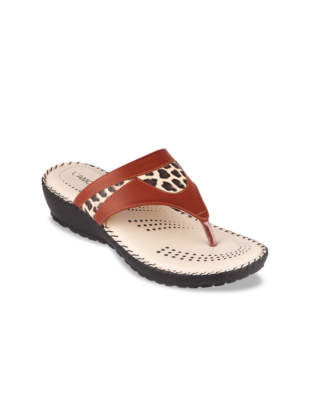 

LAMOURE BY RED CHIEF Women Brown Embellished Open Toe Flats