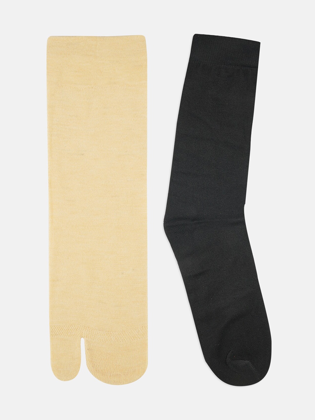

SECRETS BY ZEROKAATA Women Pack Of 2 Black & Beige Above Ankle Socks
